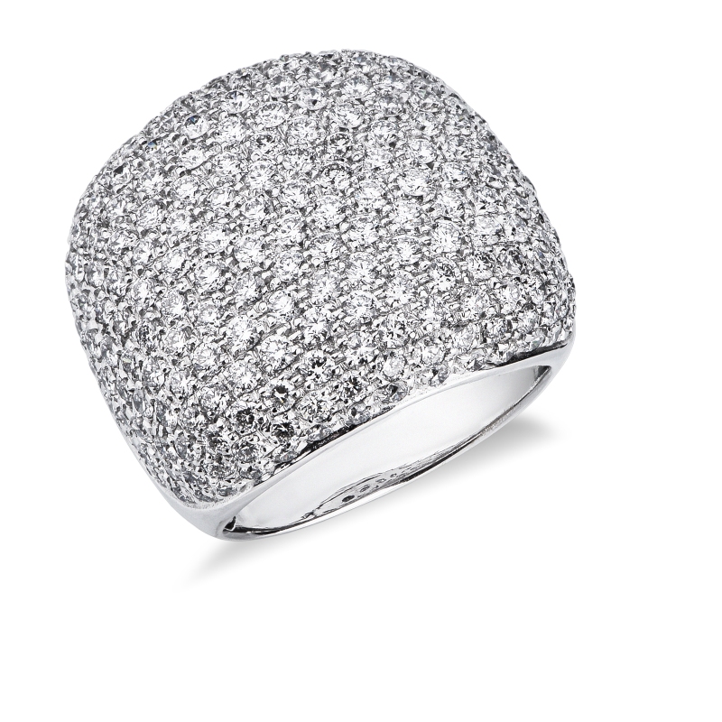 ANELLO FASCIA PAVE' CON BRILLANTI E FONDELLO TRAFORATO