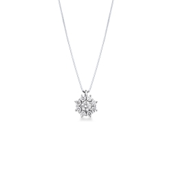Collana in oro bianco 750 con fiore in diamanti