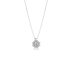 Collana in oro bianco 18k con fiore di diamanti