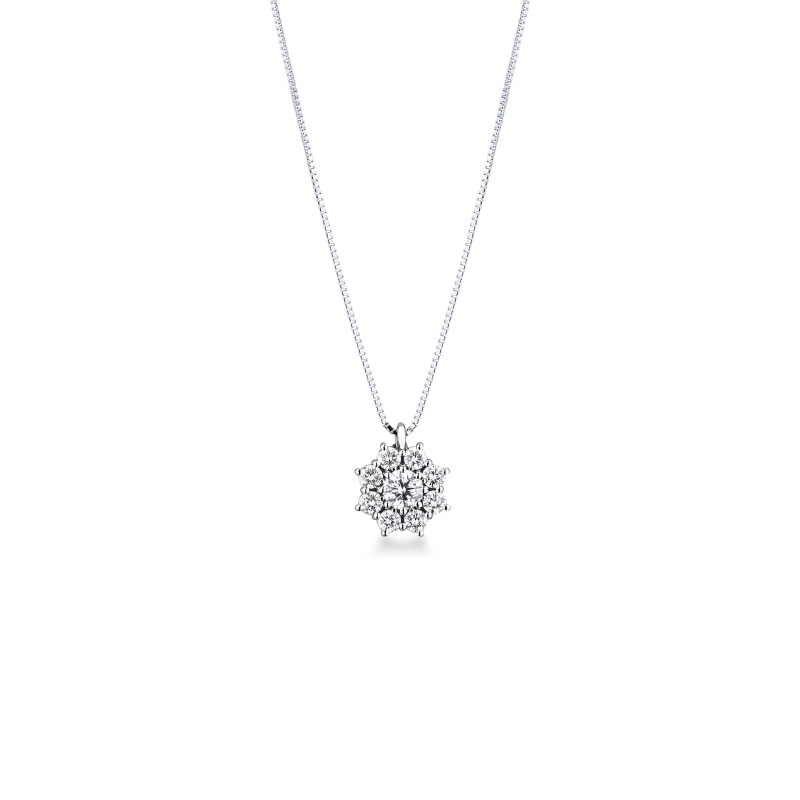 Collana in oro bianco 18k con fiore di diamanti