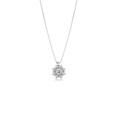 Collana in oro bianco 18k con fiore di diamanti