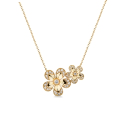 Collana in oro giallo 18k fiori con diamanti