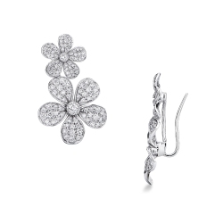 Orecchini Floreal in oro bianco 18k con fiori in diamanti