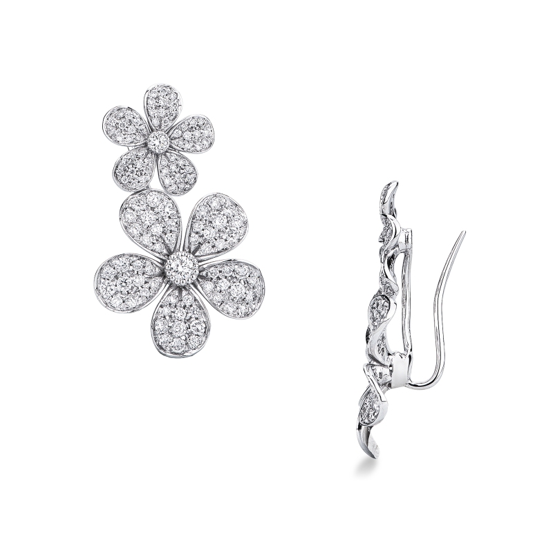 Orecchini Floreal in oro bianco 18k con fiori in diamanti