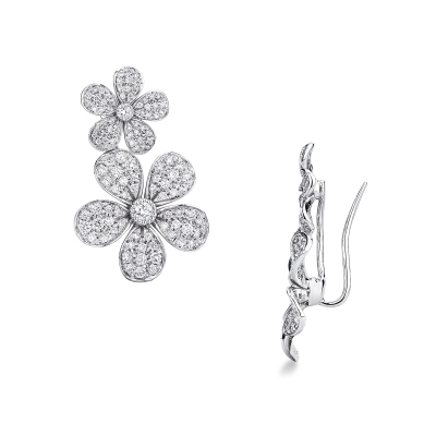 Orecchini Floreal in oro bianco 18k con fiori in diamanti