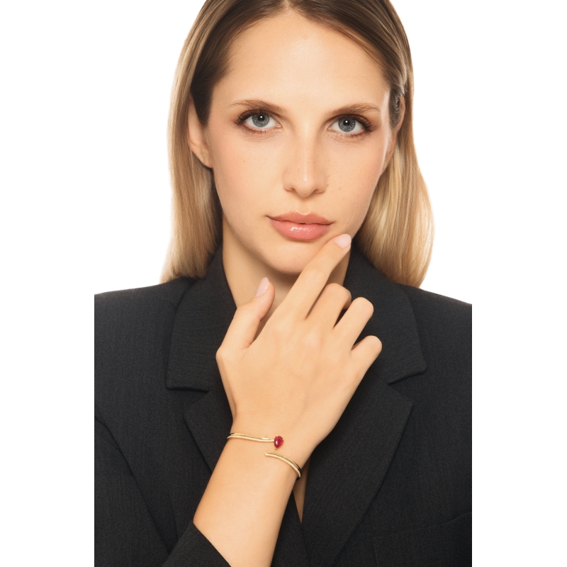 BRACCIALE RIGIDO CON BRILLANTI E RUBINO GOCCIA MM9X7