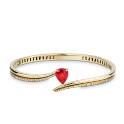 BRACCIALE RIGIDO CON BRILLANTI E RUBINO GOCCIA MM9X7