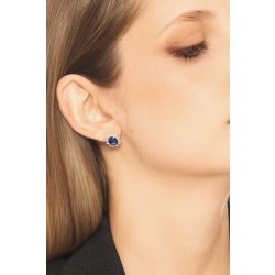 Orecchini Lady D oro bianco 18k con zaffiro blu e diamanti  2