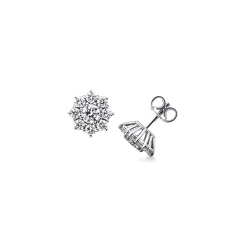 Orecchini con diamanti a fiore in oro bianco 18k