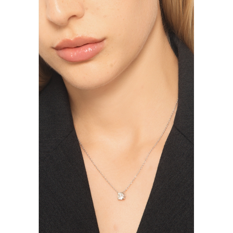 Collana punto luce in oro bianco 18k con diamante IGI, 0.90 ct