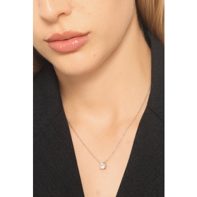 Collana punto luce in oro bianco 18k con diamante IGI, 0.90 ct