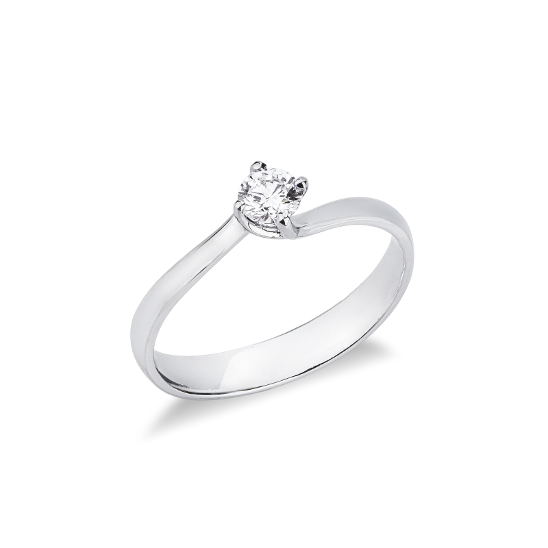 Solitario Abbraccio 0,25 ct in Oro Bianco 18k