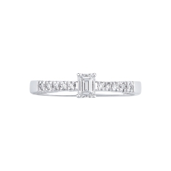 Anello con diamante taglio smeraldo 0.30 ct GIA in oro bianco 18k 2