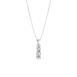 Collana trilogy a scalare in oro bianco 18k con diamanti, 0,70ct