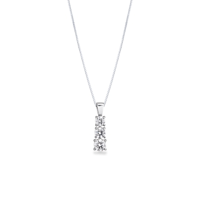 Collana trilogy a scalare in oro bianco 18k con diamanti, 0,70ct