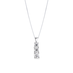 Collana trilogy a scalare in oro bianco 18k con diamanti, 0,95ct