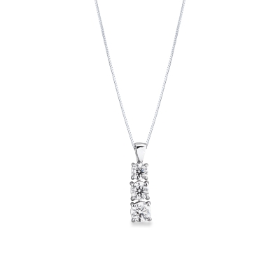 Collana trilogy a scalare in oro bianco 18k con diamanti, 0,95ct