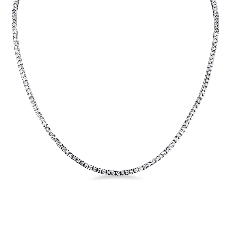 Collana tennis a piramide in oro bianco 18k con diamanti