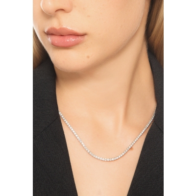 Collana tennis oro bianco 18k con diamanti