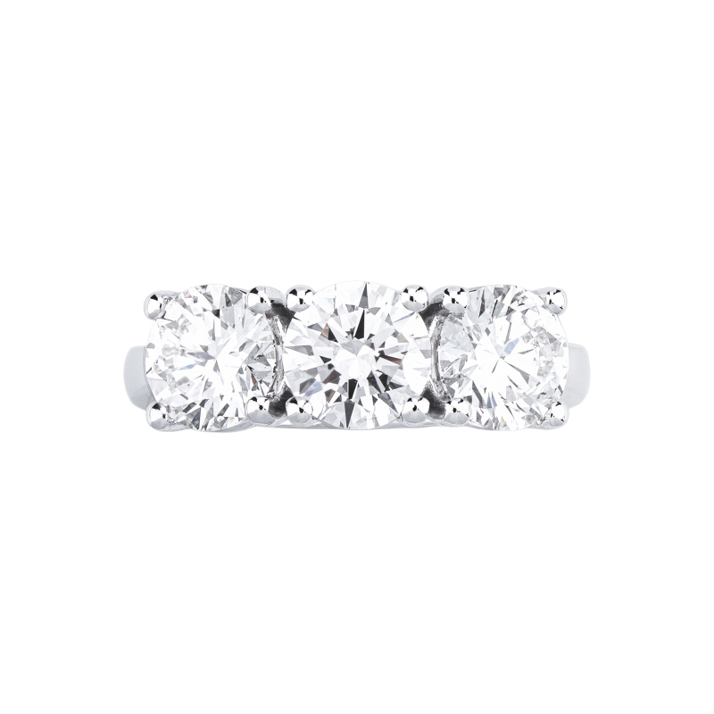 Anello trilogy in oro bianco 18k con tre diamanti IGI