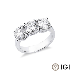 Anello trilogy in oro bianco 18k con tre diamanti IGI