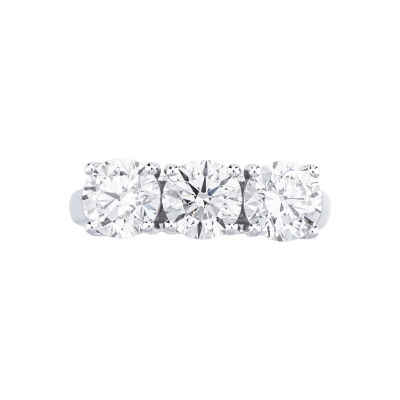 Anello trilogy lineare in oro bianco 18k con diamanti IGI, 3,00ct