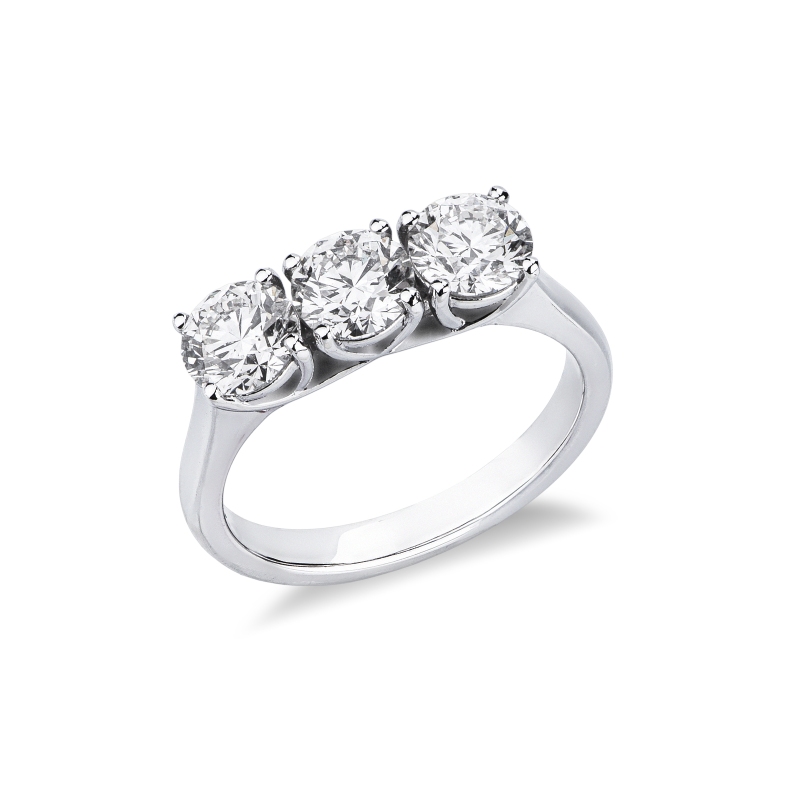 Anello trilogy in oro bianco 750 con diamanti