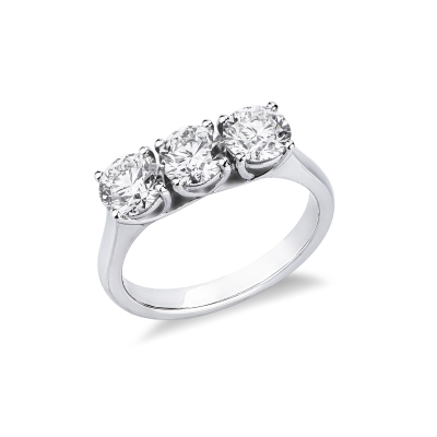 Anello trilogy in oro bianco 750 con diamanti