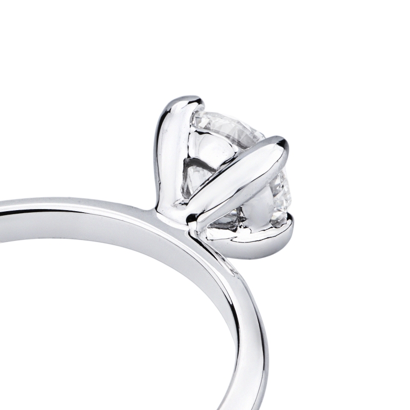 Anello solitario lineare in oro bianco 18k con diamante IGI, 1.00ct