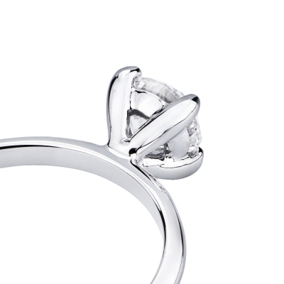 Anello solitario lineare in oro bianco 18k con diamante IGI, 1.00ct