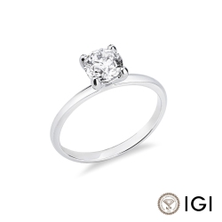 Anello solitario lineare in oro bianco 18k con diamante IGI, 1.00ct
