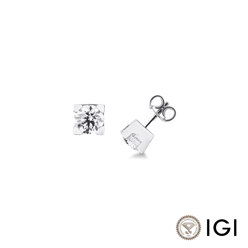 Orecchini punto luce in oro bianco 18k con diamanti, 1,80 ct