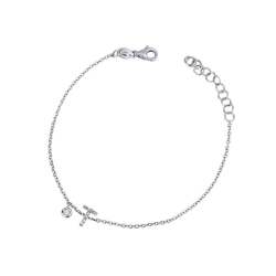 Bracciale lettera T in oro bianco 18k con diamanti