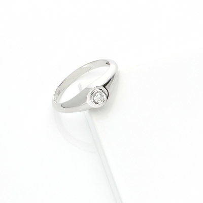 Anello solitario uomo con diamante in oro bianco 18k