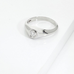 Solitario Uomo con diamante a castone 0.20 ct oro bianco 18k