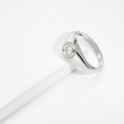 Anello solitario uomo con diamante 0.30 ct oro bianco 18k