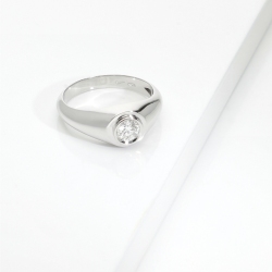 Anello solitario uomo in oro bianco 18k con diamante 0.40 ct