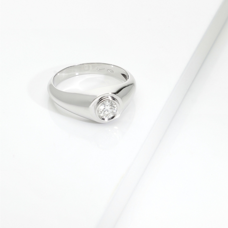 Anello solitario uomo in oro bianco 18k con diamante 0.40 ct