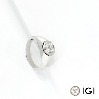 Anello solitario uomo diamante 1 ct in oro bianco 18k