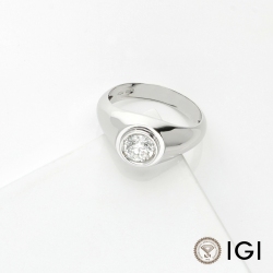 Solitario uomo con diamante 0.90 ct oro bianco 18k