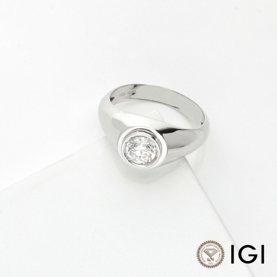 Solitario uomo con diamante 0.90 ct oro bianco 18k