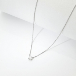 Collana rolò punto luce con diamante 0.30 ct in oro bianco 18k
