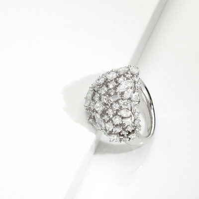 Anello fascia con diamanti oro bianco 18k