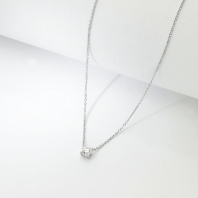 Collana punto luce oro bianco 18k con diamante da 0,50 ct
