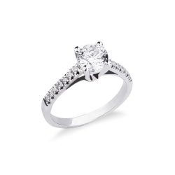 White gold 18k ring with a 0,50 ct diamond and diamond shoulder set