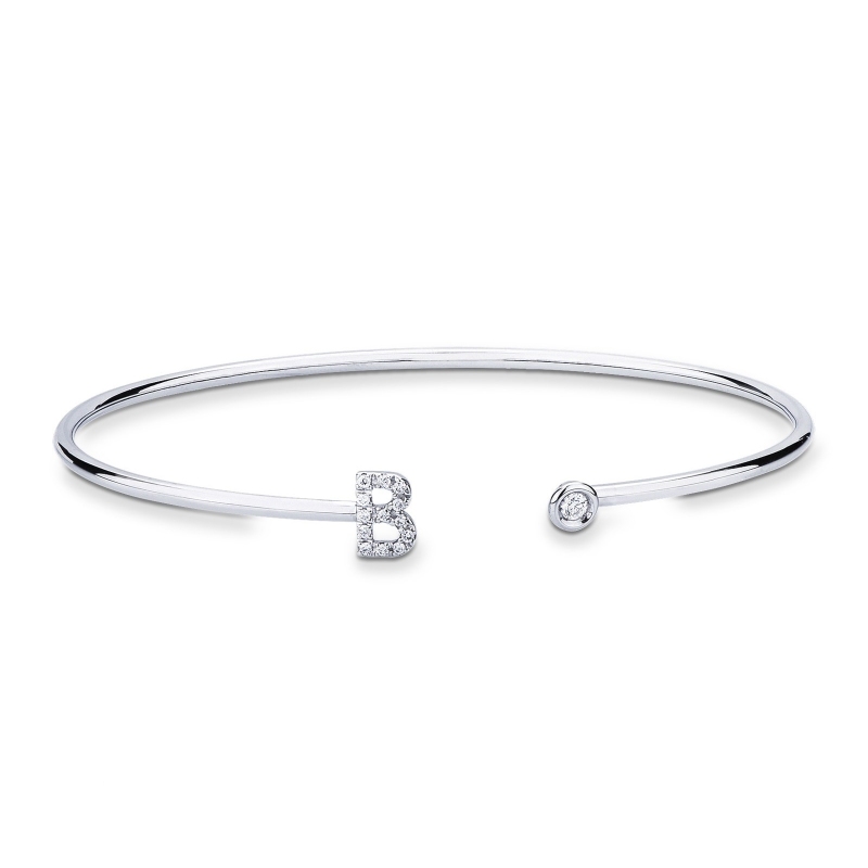 18k white gold rigid bracelet with letter B