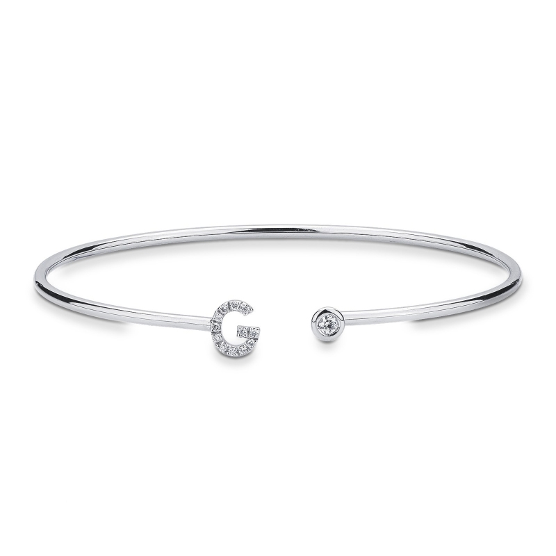 18k white gold rigid bracelet with letter G