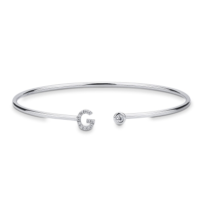 18k white gold rigid bracelet with letter G