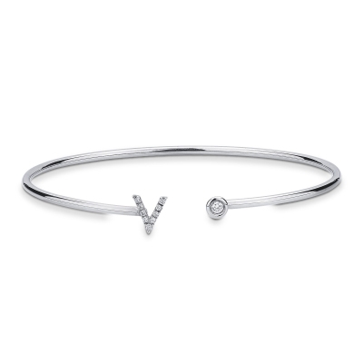18k white gold rigid bracelet with letter V