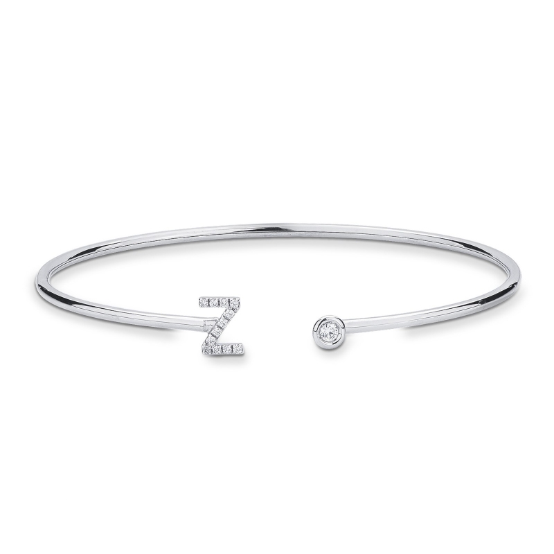 18k white gold rigid bracelet with letter Z